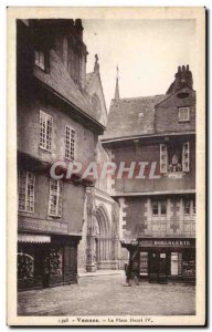 Old Postcard The Place Henri IV Vannes Horlogerie