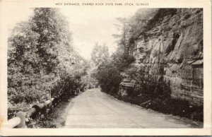 Vtg 1940 West Entrance Starved Rock State Park Utica Illionois IL Linen Postcard