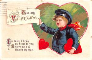 Artist Ellen Clapsaddle Valentines Day 1914 postal marking on front, paper ch...