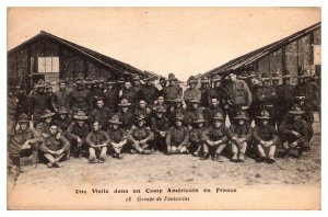 WWI - A Visit to an American Camp in France, 18th Infantry Group Postcard