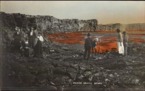 Hawaii HI People at Kilauea Volcano Lava etc c1915 Real Photo Postcard
