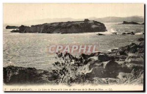 Saint Raphael Old Postcard the earth lion and sea lion seen from the road to ...