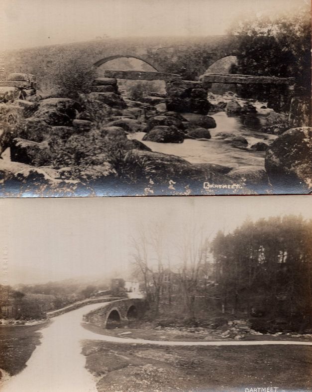 Dartmeet Bridge 2x Antique Real Photo Postcard s