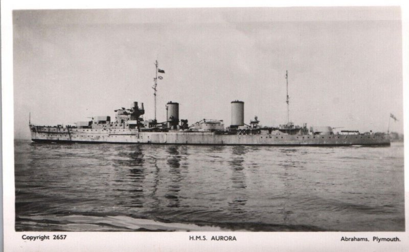 Postcard British Royal Navy HMS Aurora RPPC Photo