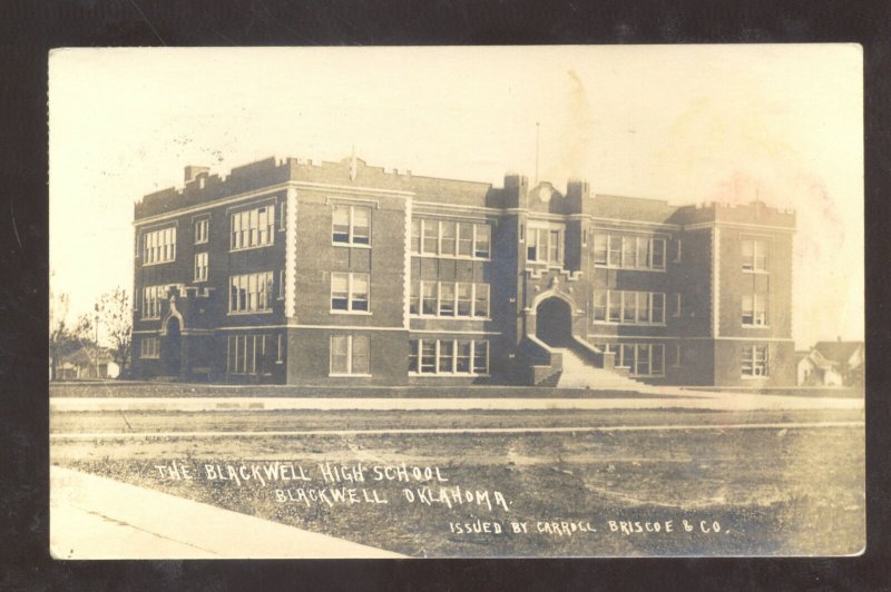 RPPC BLACKWELL OKLAHOMA BLACKWELL HIGH SCHOOL VINTAGE REAL PHOTO POSTCARD