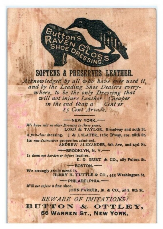 Horse Purchaser, Button's Raven Gloss Shoe Dressing Comic Victorian Trade Card