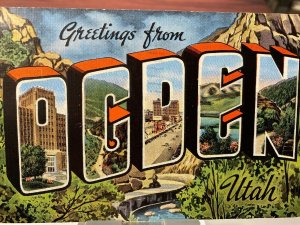 Vintage 1940s Greeting from Ogden Utah Large Letter Postcard