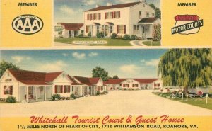 Virginia Roanoke Whitehall Tourist Court 1940s MWM linen Postcard 22-5285