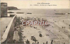 Old Postcard Emerald Coast Saint Malo A Corner of the Chateau Beach