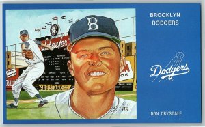 1988 8 Don Drysdale P Hof Rini Mlb Susan Brooklyn Postcard Dodgers Art Series 1