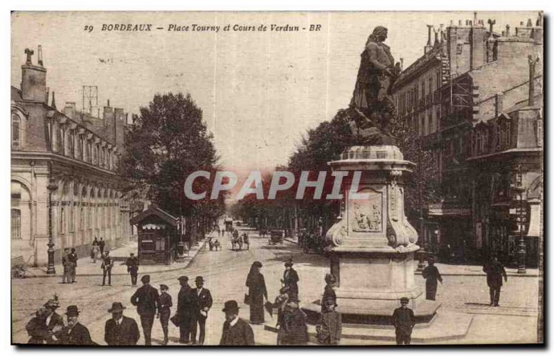 Old Postcard Place Tourny Bordeaux and during Verdun
