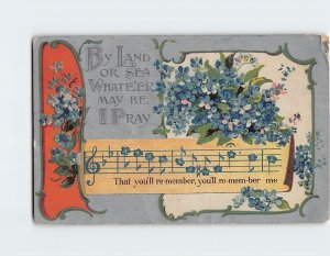 Postcard Greeting Card with Quote and Flowers Musical Notes Art Print