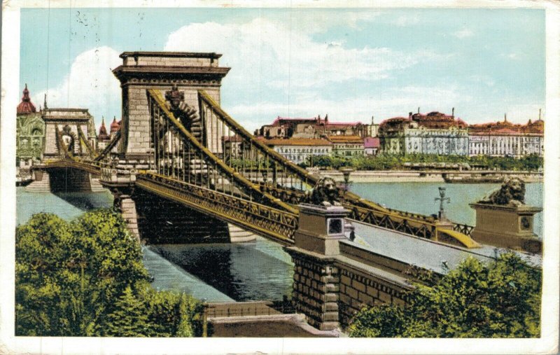 Hungary Budapest Latkep a Széchenyi Lanchiddal Bridge 05.74