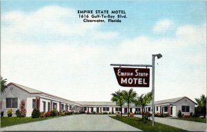 Postcard FL Clearwater Empire State Motel Route 60 LINEN Roadside 1940s M56