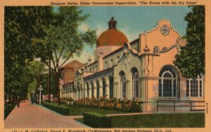 VINTAGE POSTCARD QUAPAW BATHS HOUSE WITH THE BIG DOME HOT SPRINGS NAT PARK ARK