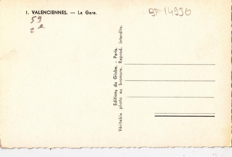 BF14950 valenciennes la gare  france  front/back image