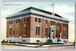 1909 Escanaba's New Post Office Building People View Escanaba Michigan Postcard