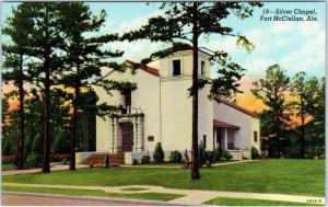 FORT McCLELLAN, AL Alabama     SILVER CHAPEL   c1940s   Linen Postcard