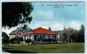 STOCKTON California CA ~ WATER WORKS PUMPING PLANT 1914 San Joaquin Co. Postcard