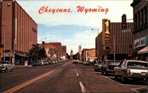 Cheyenne Wyoming WY Classic 1960s Cars Street Scene Vintage Postcard