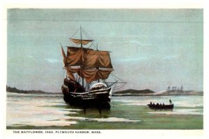 The Mayflower 1620 Plymouth Harbor Massachusetts Postcard