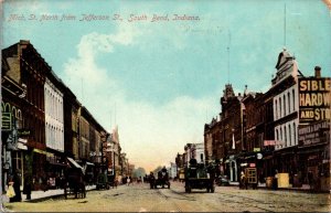Postcard Michigan Street North from Jefferson St. in South Bend, Indiana~133870
