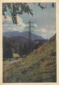 Romania Prahova valley voltage pole scenic 1958