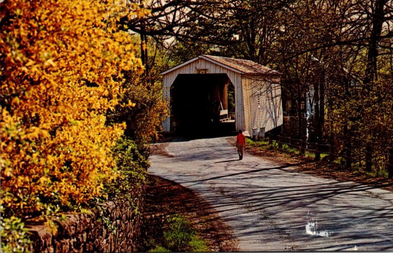 New Jersey Hunterdon County Green Sergeant's Covered Bridge Over Wickech...