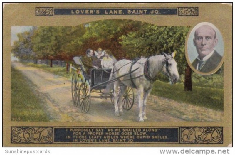 Romantic Couple In Carriage Lover's Lane Saint Jo Card No 4