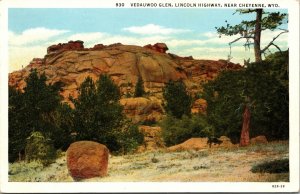 Vedauwoo Glen rock formations Lincoln Highway Cheyenne Wyoming Postcard WB UNP