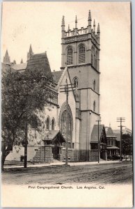 First Congregational Church Los Angeles California CA Parish Building Postcard