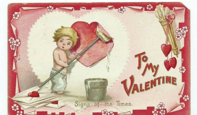 TUCK'S vintage 1918 Embossed Valentine Post Card  Posted Stamps removed