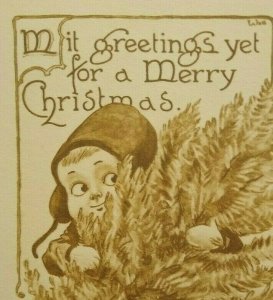 Christmas Postcard Bernhardt Wall Dutch Boy And Tree Unused Bergman 1912