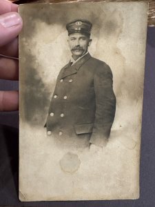 Early 1900's RPPC Postcard Real Picture The Train Conductor