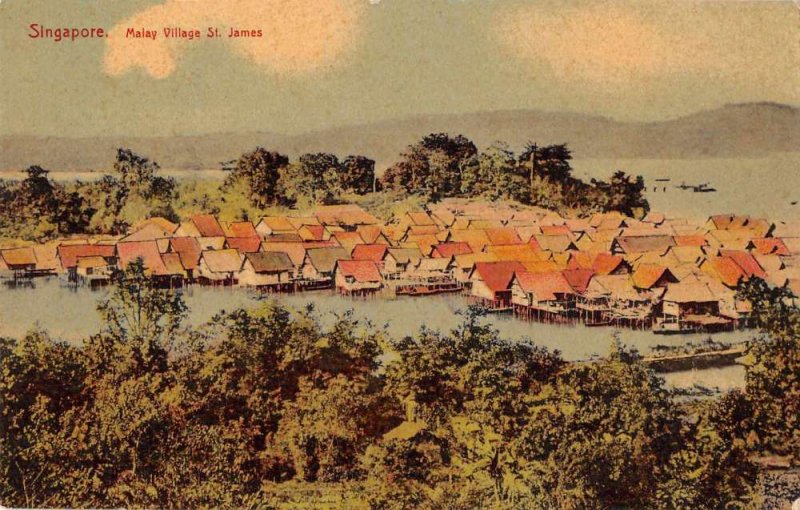 Singapore Malaya St James Village Birds Eye View Vintage Postcard JI658473