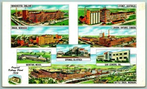 Advertising Kellogg Cereals Company Plants Multiview UNP Vtg Chrome Postcard A11