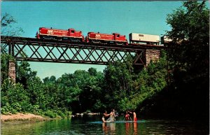 Vtg Vermont Railway Train on Brooksville Trestle over New Haven River Postcard