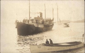 Arctic Exploration Ship Peary Leaving Wiscasset Maine 1925 SCARCE IMAGE RPPC