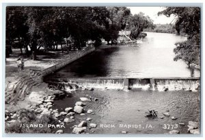 c1940's Island Park River Slide View Rock Rapids Iowa IA RPPC Photo Postcard