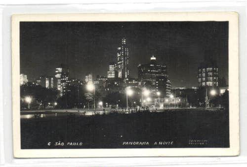 brazil, SÃO PAULO, Panorama by Night (1950s) RPPC