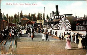 Excursion Steamboat Elecric Dock Coeur d'Alene ID Vintage Postcard C43