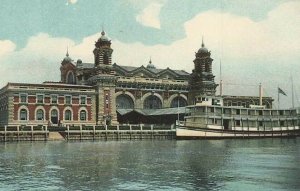 c1905 Rotograph Ellis Island Immigrant Station Ferry NYC NY P345 