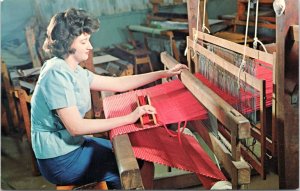 Postcard MO Branson - School of the Ozarks - student learning weaving