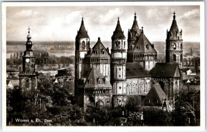c1920s Worms, Germany RPPC Cathedral Dom Romanesque Gothic Towers Bell City A349
