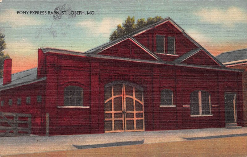 Pony Express Barn, St. Joseph, Missouri, Early Linen Postcard, Unused