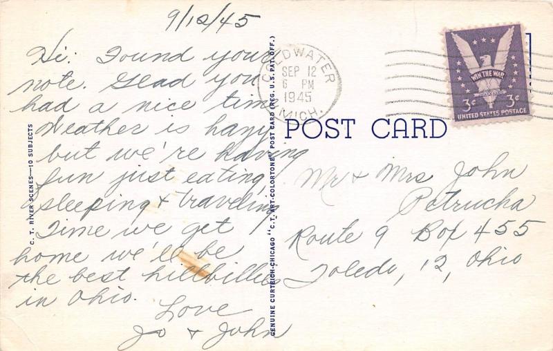 ANGOLA INDIANA GREETINGS FROM  POSTCARD c1940s