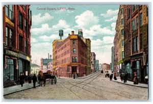 1908 Central Square Streetcar Road Lynn Massachusetts Vintage Antique Postcard