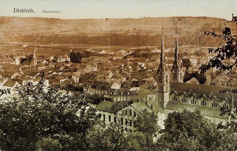 Diekirch Luxembourg panoramic birds eye view of area antique pc Z18000