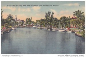 Florida Fort Lauderdale New River Looking West From Highway  Hig Moon