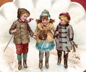 1880s Gowans & Stover Home-Trade Soap Children Ice-Skating Buffalo, NY #6L